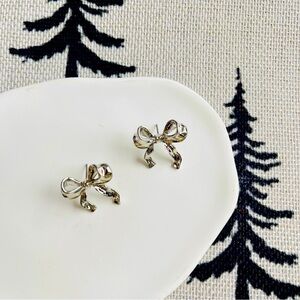 Silver bow ribbon earrings soft girl era
